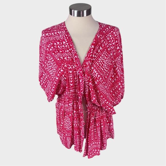 Victoria's Secret One Size Red White Hearts Light Rayon Robe - Picture 2 of 6